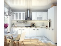 Кухня "Прага" МДФ Белое Дерево 3400х2400мм. в Луганске